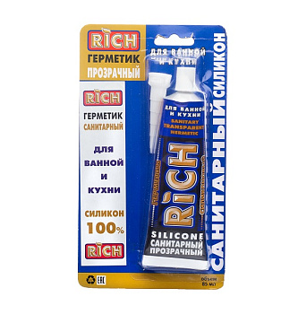 Герметик RICH силик. санитарный бесцветный туба (85 мл) – фото