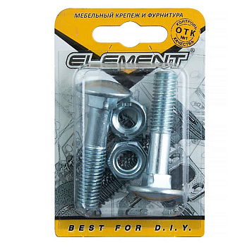 Болт мебельный DIN603 оцинк. 10х100 с гайкой (2 шт) Element – фото